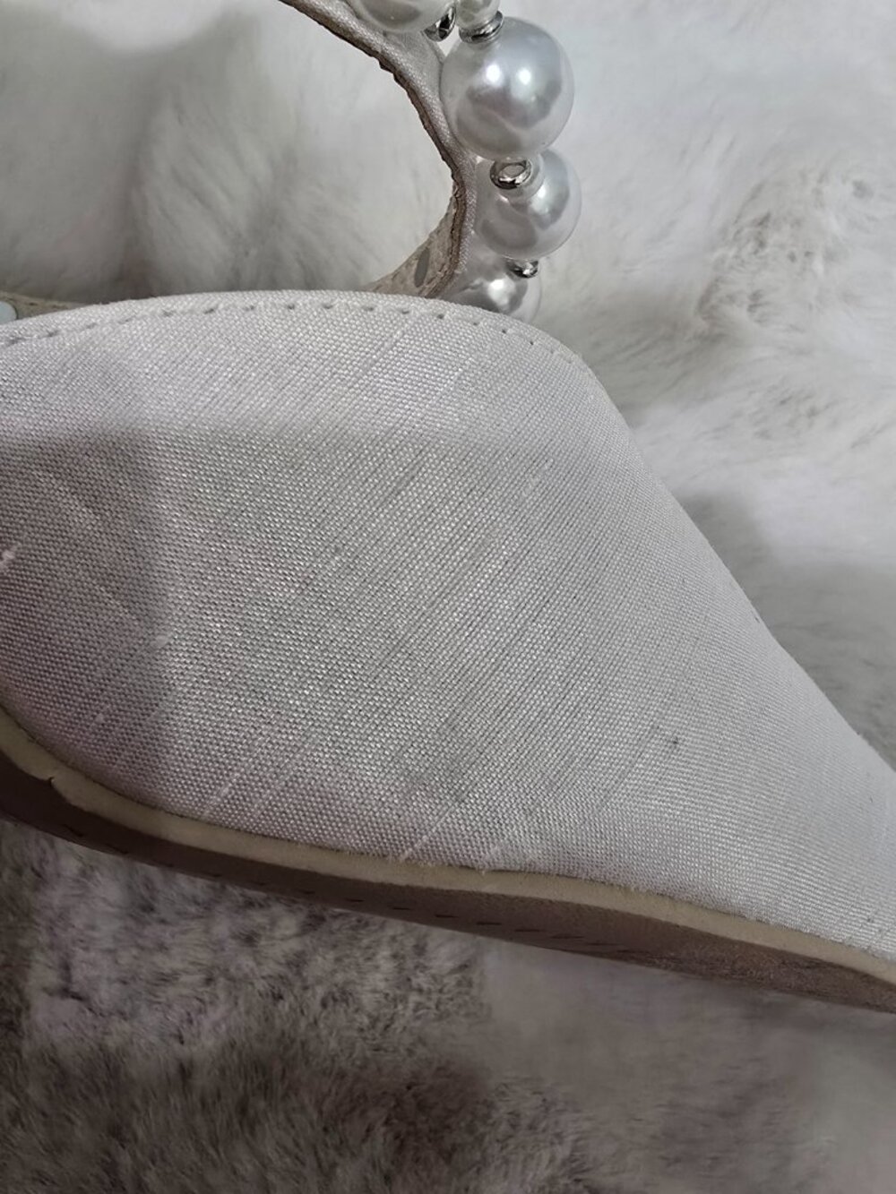 Dolce Vita Kanika Pearl Heels Vanilla Silk Womens Size 7.5 Bride Bridal Party - Picture 11 of 12